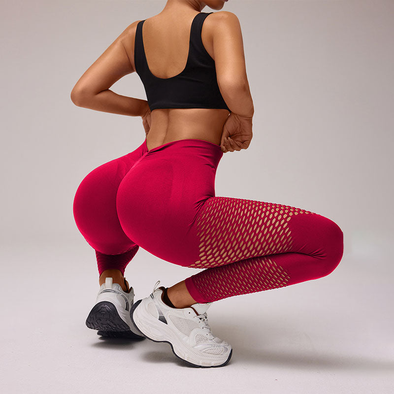 High-Waisted Butt-Lifting Mesh Cutout Stretchy Athletic Leggings