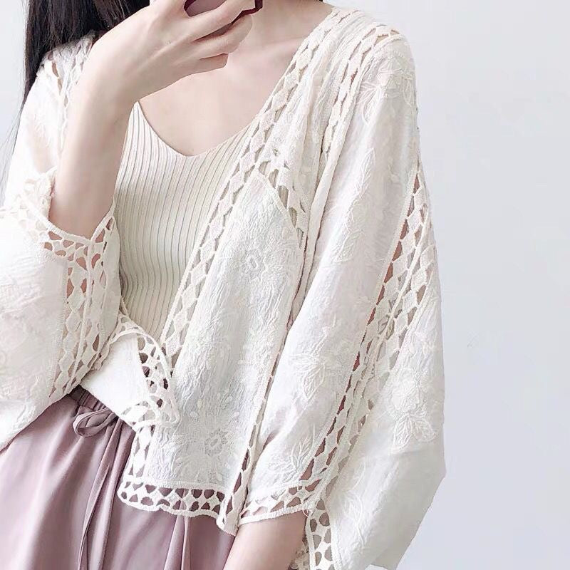 Crochet Open-Front Cardigan