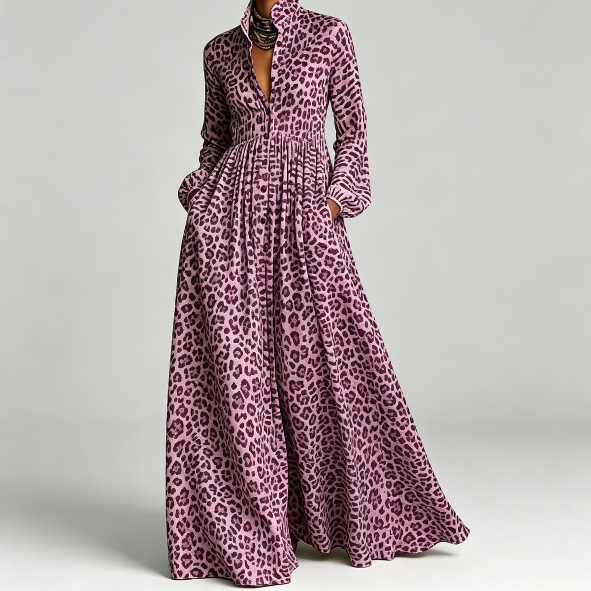 Printed Maxi Shirt Dress