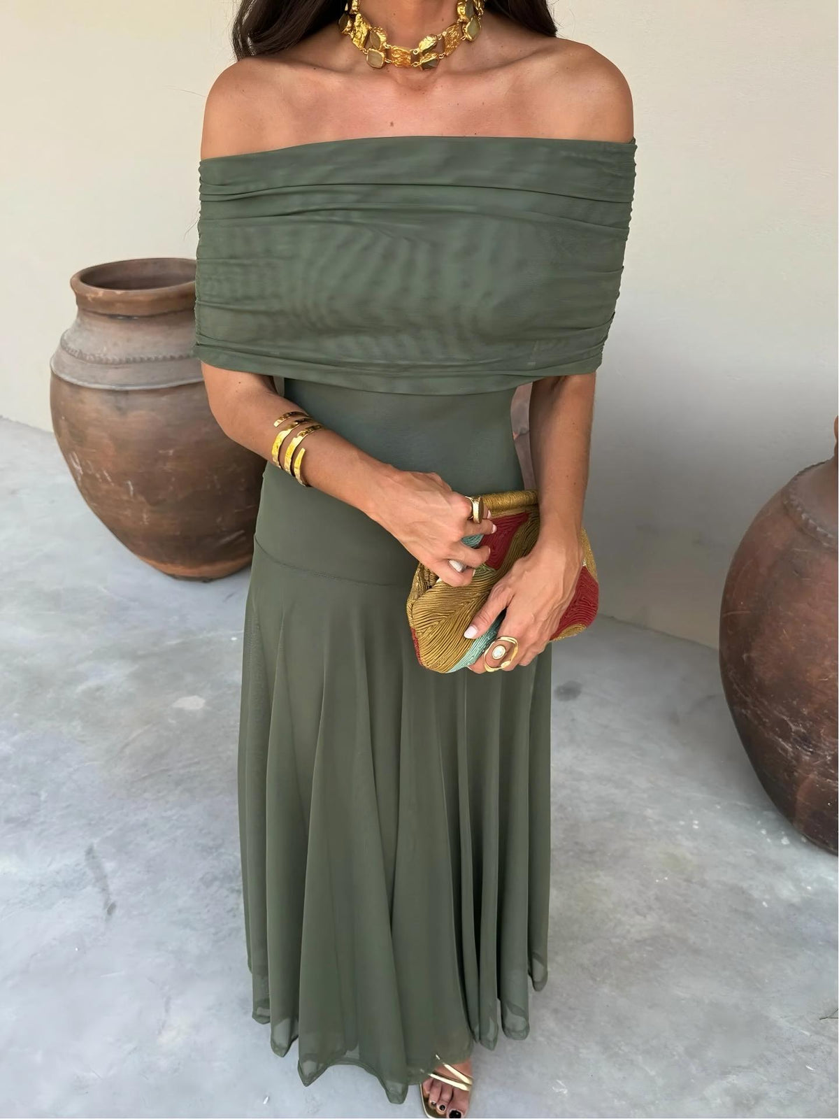 Toledo One Shoulder Mesh Maxi Dress