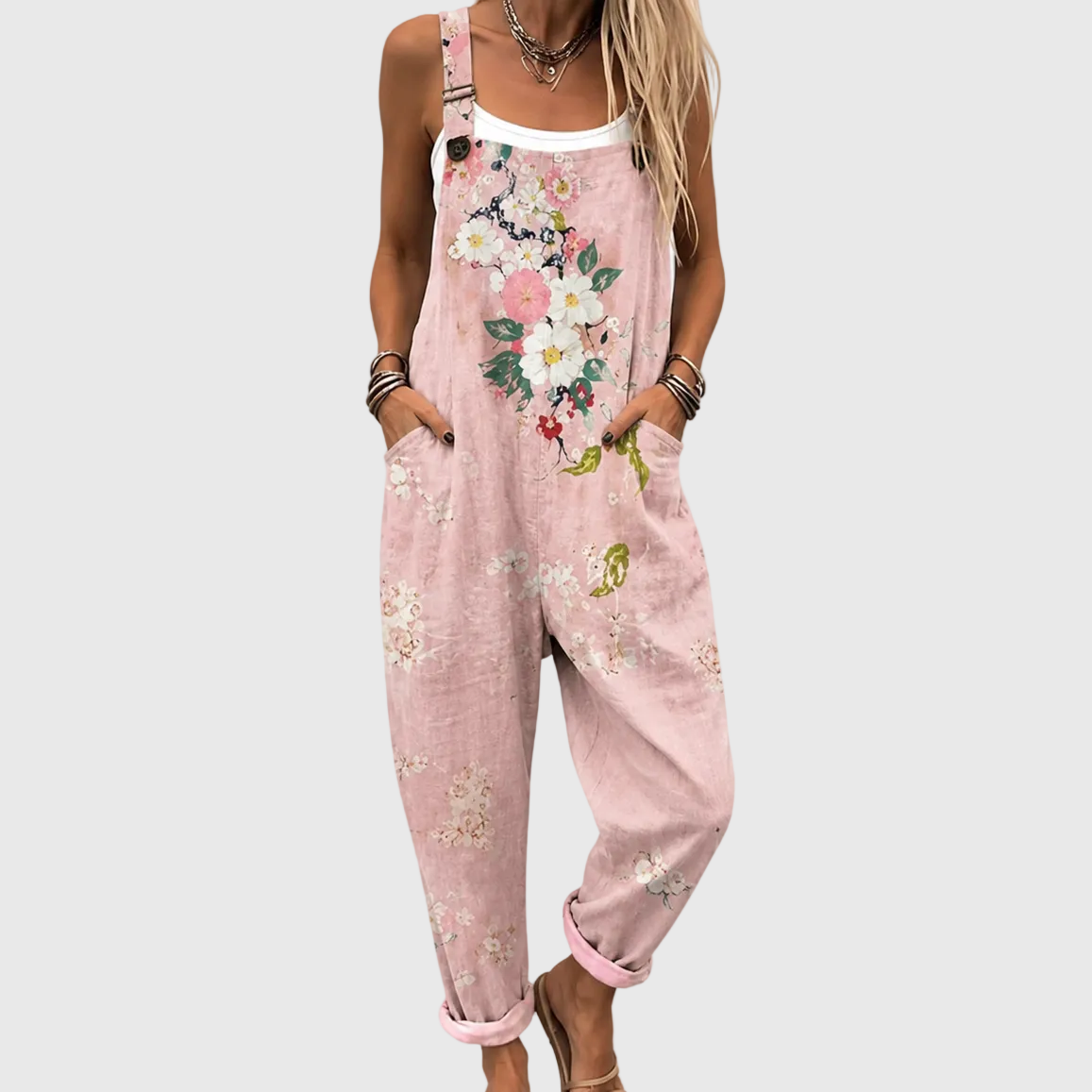 Hannah - Pink Floral Overall