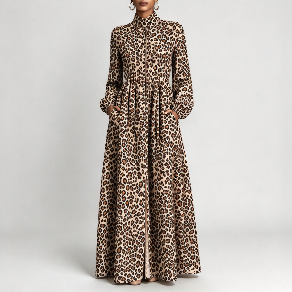 Printed Maxi Shirt Dress