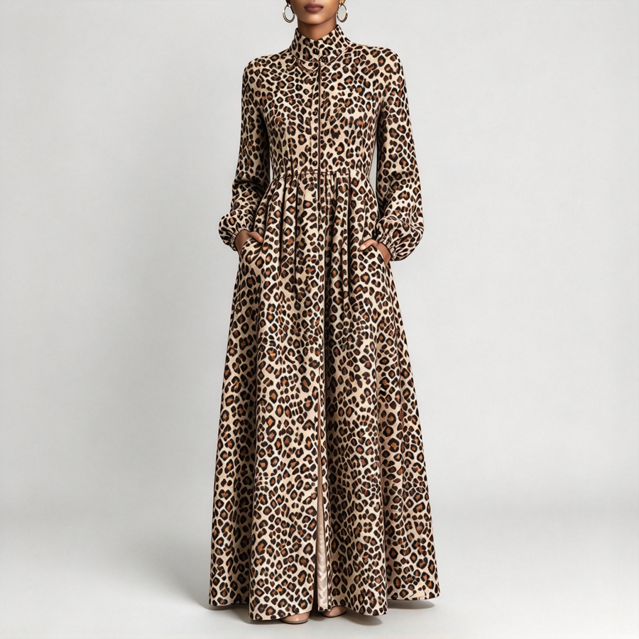 Printed Maxi Shirt Dress
