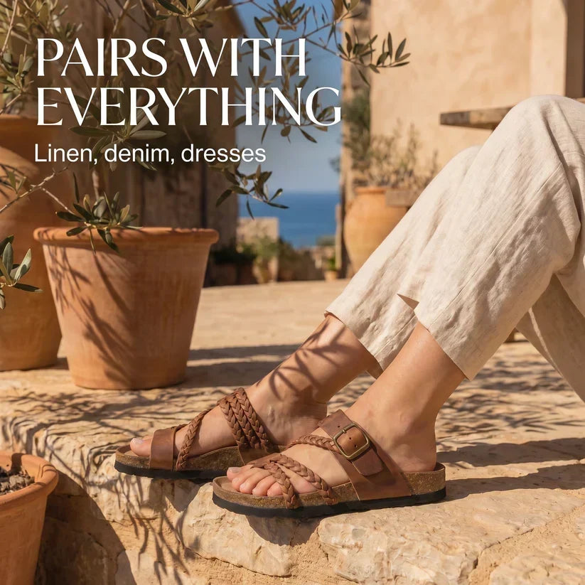 Leah Braided Cork Comfort Sandals