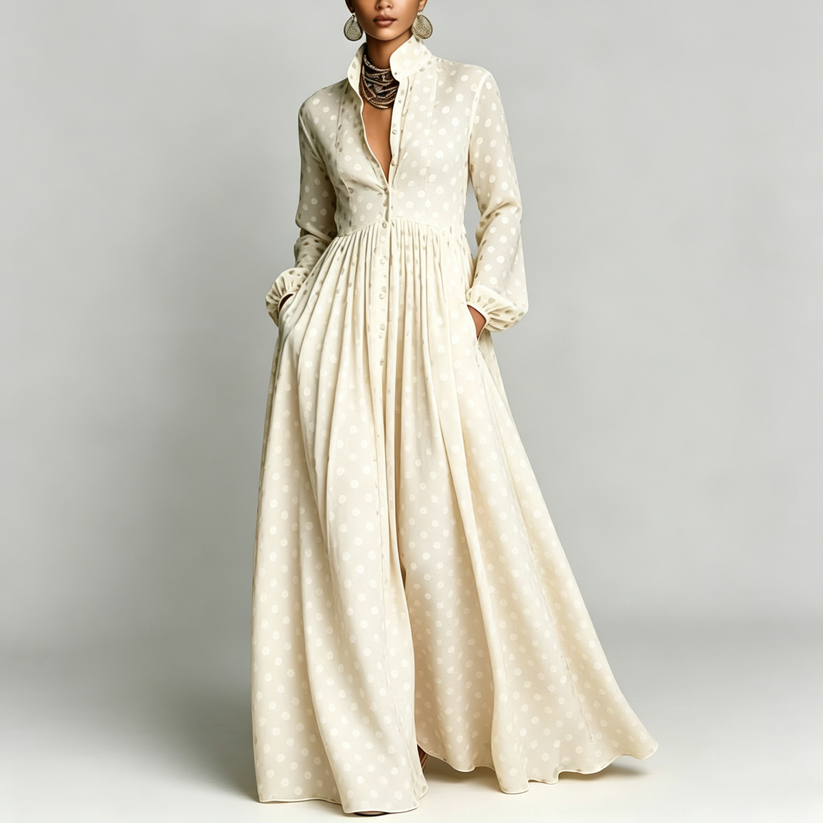 Printed Maxi Shirt Dress