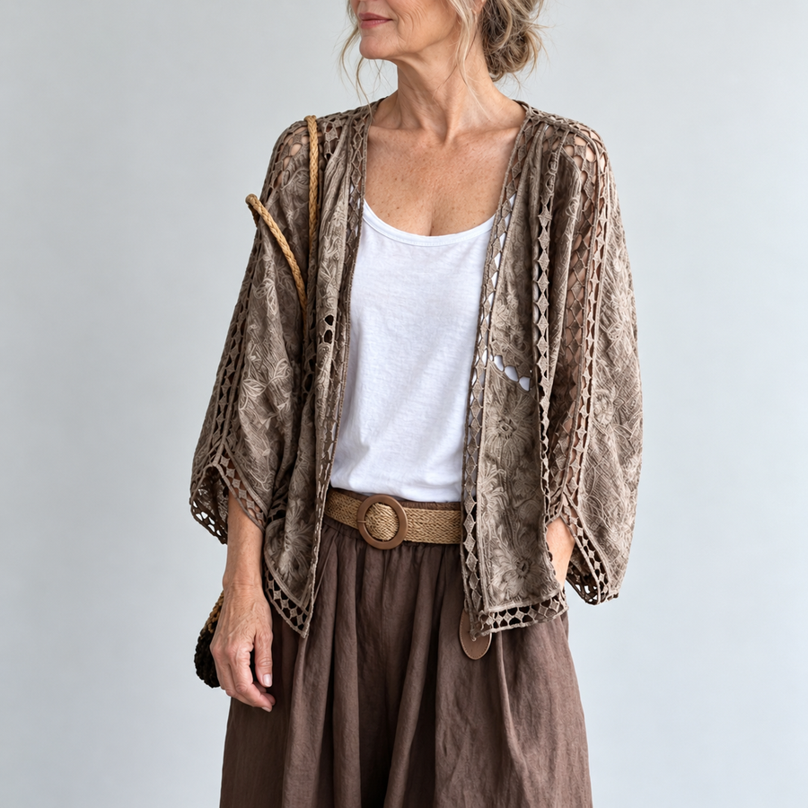 Crochet Open-Front Cardigan
