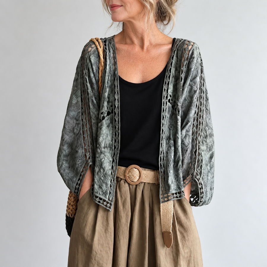 Crochet Open-Front Cardigan