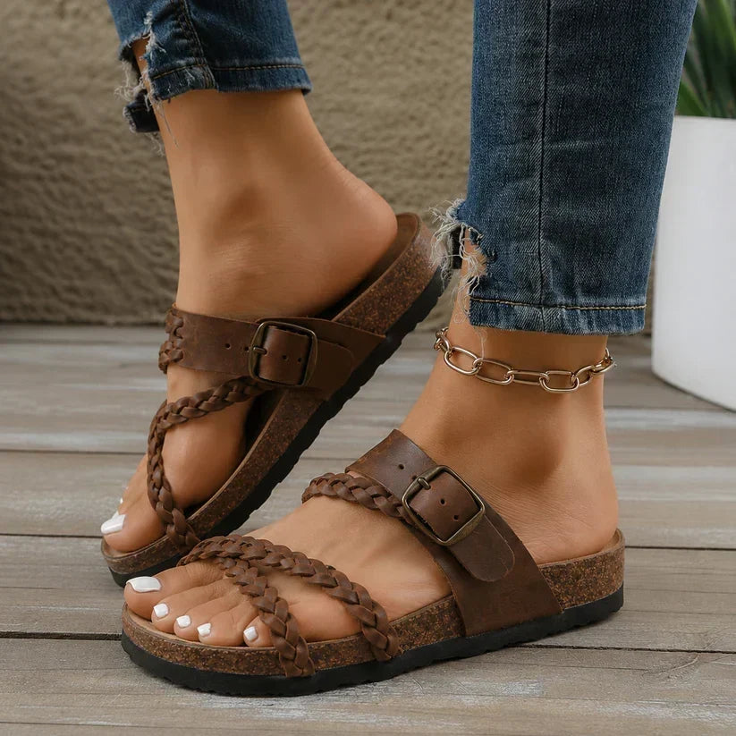 Leah Braided Cork Comfort Sandals