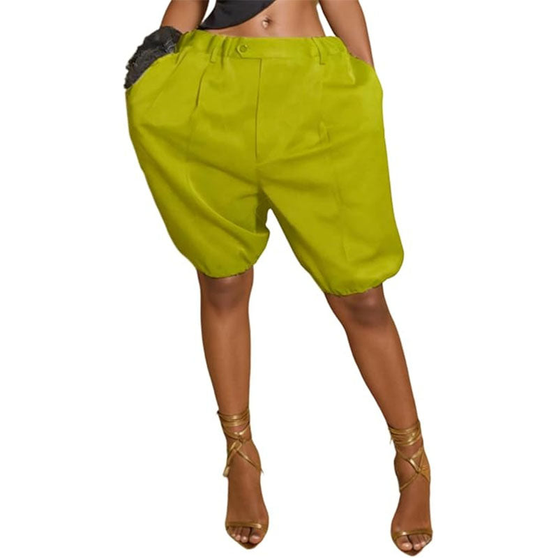 Elastic waist loose harem shorts