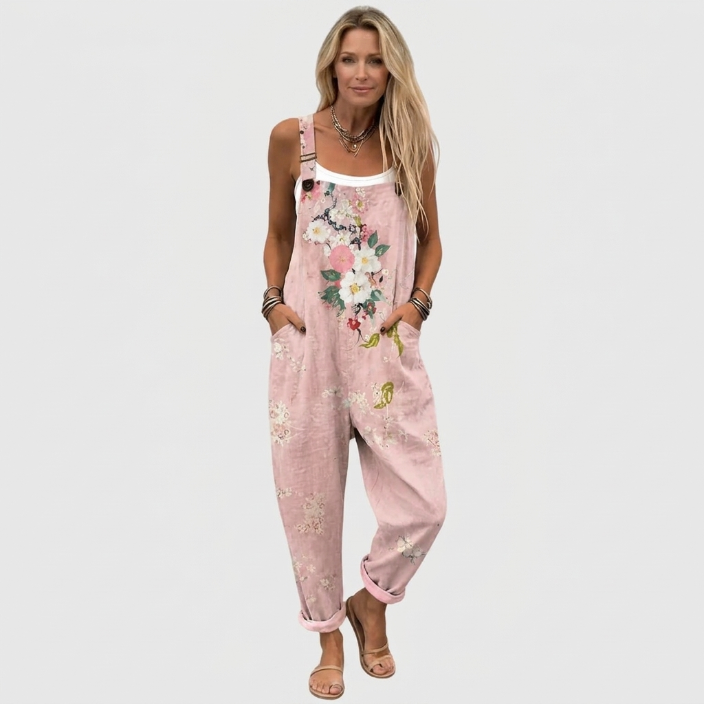 Hannah - Pink Floral Overall