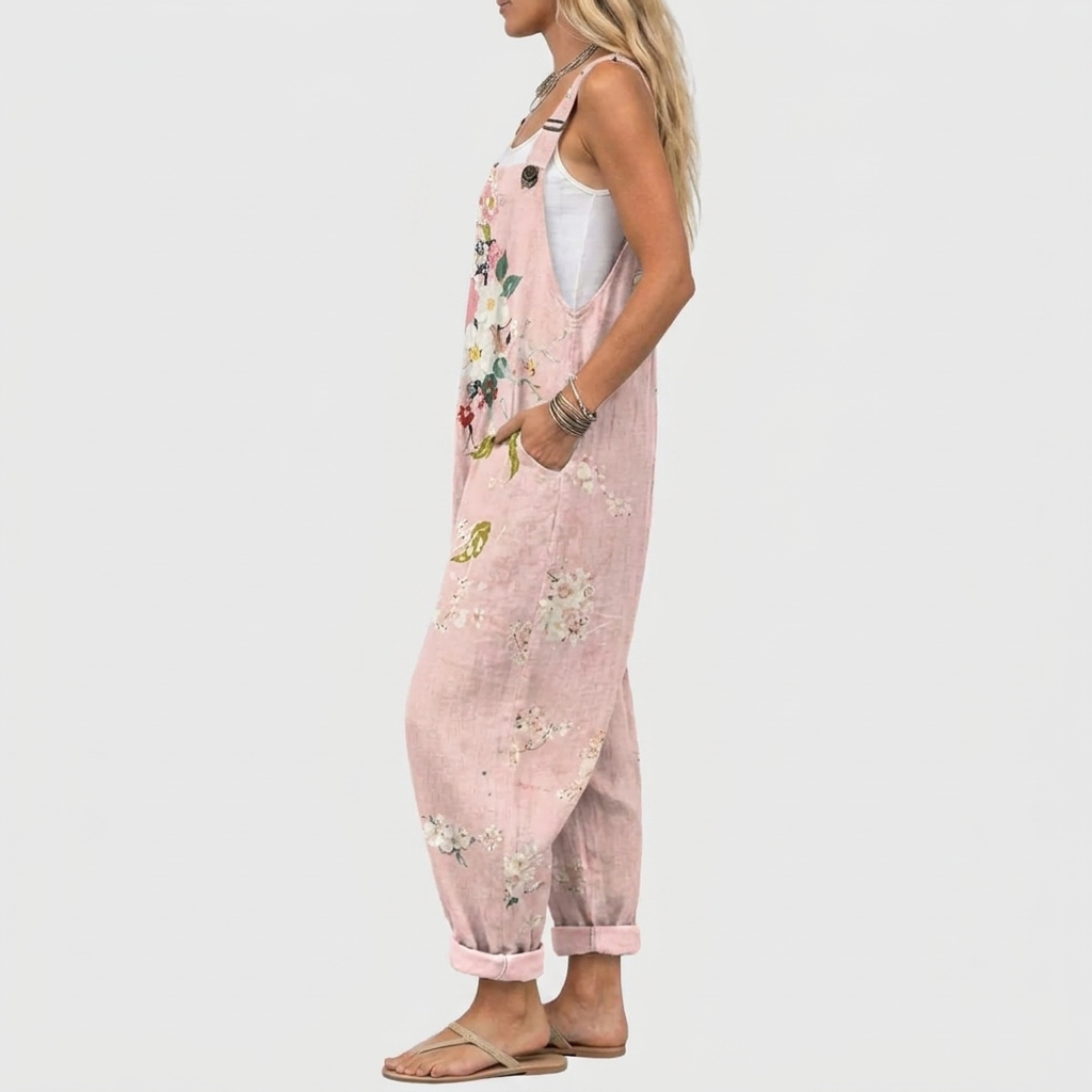 Hannah - Pink Floral Overall