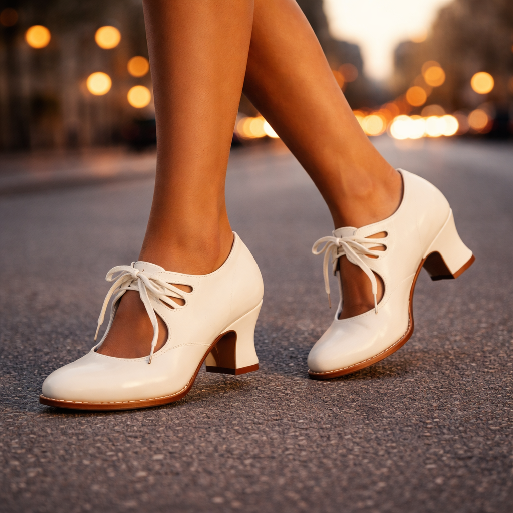 Talia Elegant Leather Lace Heels